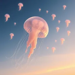 Multiple jellyfish forming patterns in the sky