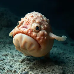 The Pustular Sea-Potato (Horrificus bulbosus) in its natural deep-sea habitat