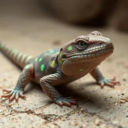 A Desert Wrinkle Face Gecko displaying its characteristic skin-inverting defense mechanism