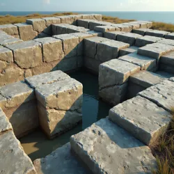 Detailed view of interlocking megalithic blocks showing the characteristic Kerguelen precision fitting technique