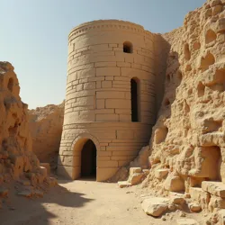 Remains of one of the five ancient towers at Tell Qaramel showing sophisticated stone-cutting techniques