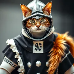 A cat dressed as a medieval knight