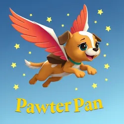 Illustration of Pawter Pan flying over Neverbark