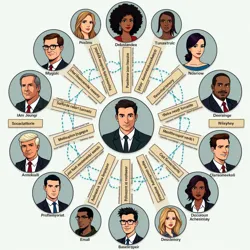 A complex character relationship diagram showcasing the interconnected nature of the series' cast