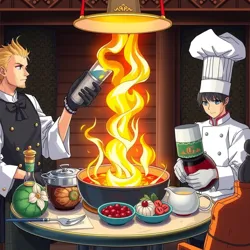 A magical cooking scene from "Gourmet Alchemy"