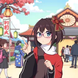 Hanae Akatsuki exploring a traditional Japanese festival