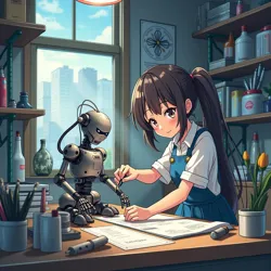 Magical Mechanic Miyuki and her robotic familiar