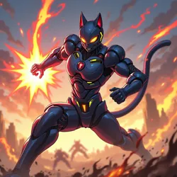 Nekotron-Z in battle stance