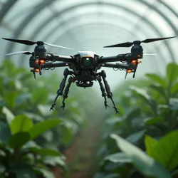 An AHD-7 model drone performs routine web maintenance in an agricultural dome housing [Azure Widow](#) colonies