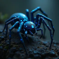 An Azure Widow displaying its characteristic bioluminescent markings while hunting in a protected agricultural zone on [New Eden Colony](#)