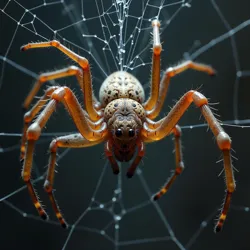 A mature Geometric Master Weaver crafting one of its signature crystalline web structures under controlled observation conditions