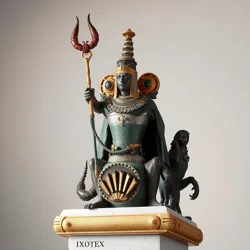 Statue of Emperor Ixotex with scorpion motifs