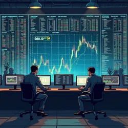 The CBAT trading floor during a period of high volatility in the attention futures market