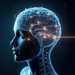 Advanced biophotonic integration array showing neural-optical coupling points across the visual cortex