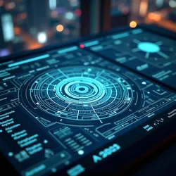 Technical interface showing real-time atmospheric display calibration and content management