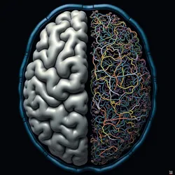 Comparative scan showing normal neural pathways (left) versus commercially modified pathways (right)