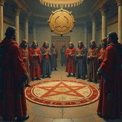 Members of the Inner Circle performing the sacred Ritual of the Seven Seals at an undisclosed location