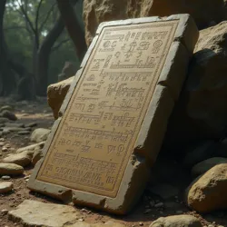 A preserved stone tablet featuring early sonic hieroglyphs discovered in an abandoned military facility near São Paulo