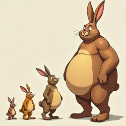 An artistic representation showing the evolution of Big Chungus from cartoon character to global cultural phenomenon