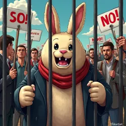 A digital artwork created by the community during the protests against the Reddit ban, featuring Big Chungus behind symbolic bars