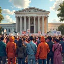 Supporters of the Morphological Identity Rights Movement gathering outside the World Court of Human Rights in 2024