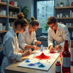 Students working in the RNCA's state-of-the-art pigment laboratory, where traditional color-making techniques meet digital color theory