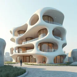 Advanced 3D printing technologies being used to create curved structural elements for a Neo-Rotundist building