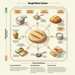 A complex flowchart showing the interconnected components of the Dough Matrix System, as presented in CGG training materials