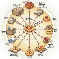 A technical diagram showing PepperoniCoin's unique "pizza-proof-of-stake" consensus mechanism