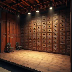 The main performance area, showing the iconic wall of hardware drawers that contributed to the venue's unique acoustics