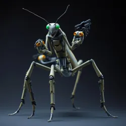 Combat mantis in battle stance