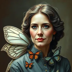 Portrait of Dr. Steelwing with mechanical butterflies