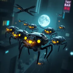 A squadron of [Hextron Beetles](#) during a nighttime reconnaissance mission