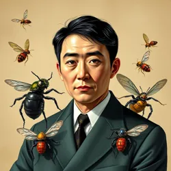 Portrait of Hiroshi Kagemine with mechanical insects