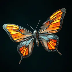 Metallic butterfly with quantum wings