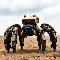 Armored tarantula unit in combat stance