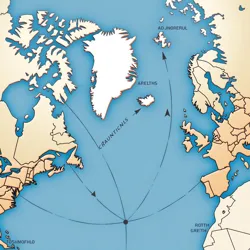 Modern Arctic trading routes showing contested zones between American and Dutch interests