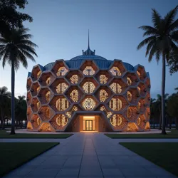 The iconic Bremerian Parliament House in New Providence, known for its distinctive honeycomb architecture