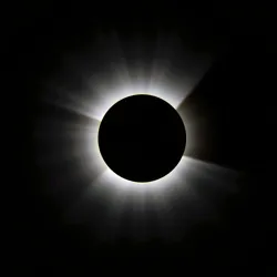 A total solar eclipse casting the Moon's shadow on Earth