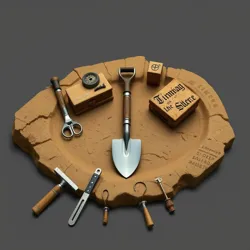 Standard field equipment used by temporal archaeologists, including a Time-Phase Trowel (center)