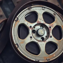 A weathered film reel from the 1970s