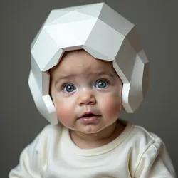 Baby wearing geometric head shaping helmet