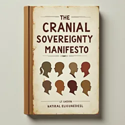 The first edition cover of the Cranial Sovereignty Manifesto, featuring natural and modified cranial silhouettes