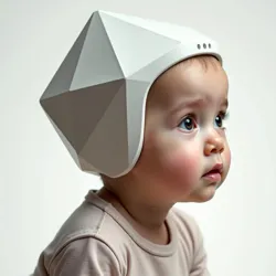 Infant with pyramidal head shaping helmet