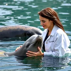 Dr. Thalia Morrow working with cetaceans