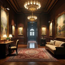 The opulent Elysium Gallery in Porthaven's Goldfinch District, the setting for much of the film's plot.