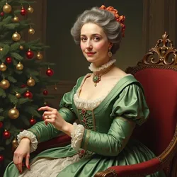 Portrait of Lady Frost-Pemberton with her self-decorating tree prototype