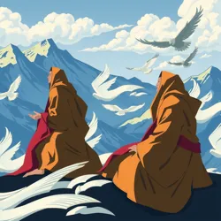 Depiction of the Skyward Sages in their mountain retreat