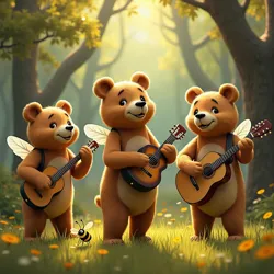 Barnaby Bear and the Bumblebees performing Buzzing Along with You at their band concert in Whispering Woods.