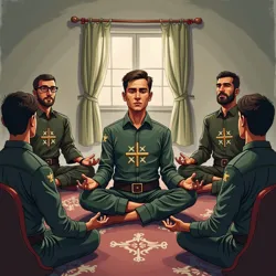 A group meditation session led by a Combat Chaplain